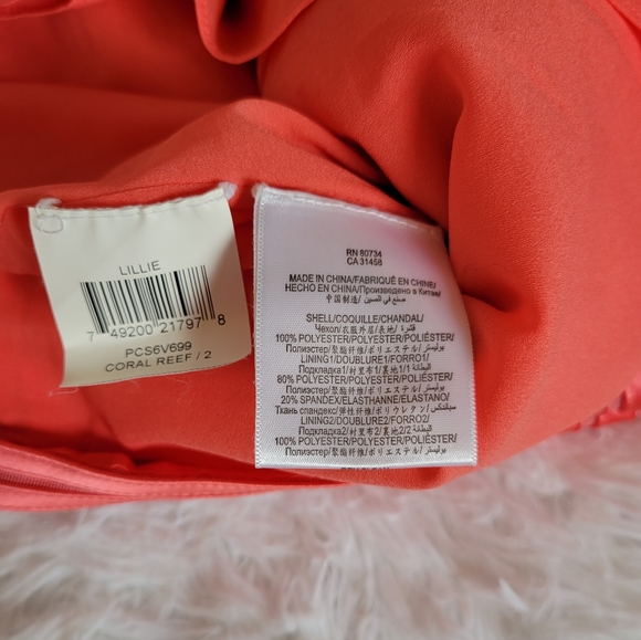 BCBG MaxAzria Dress Coral Size 2 Short Bodycon Party Strapless Bandage Style - Picture 6 of 12